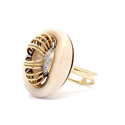 Vintage Mid-Century Diamond Cocktail Ring in 14k Yellow Gold