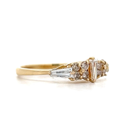 Baguette Diamond Stacking Cluster Ring in Yellow Gold