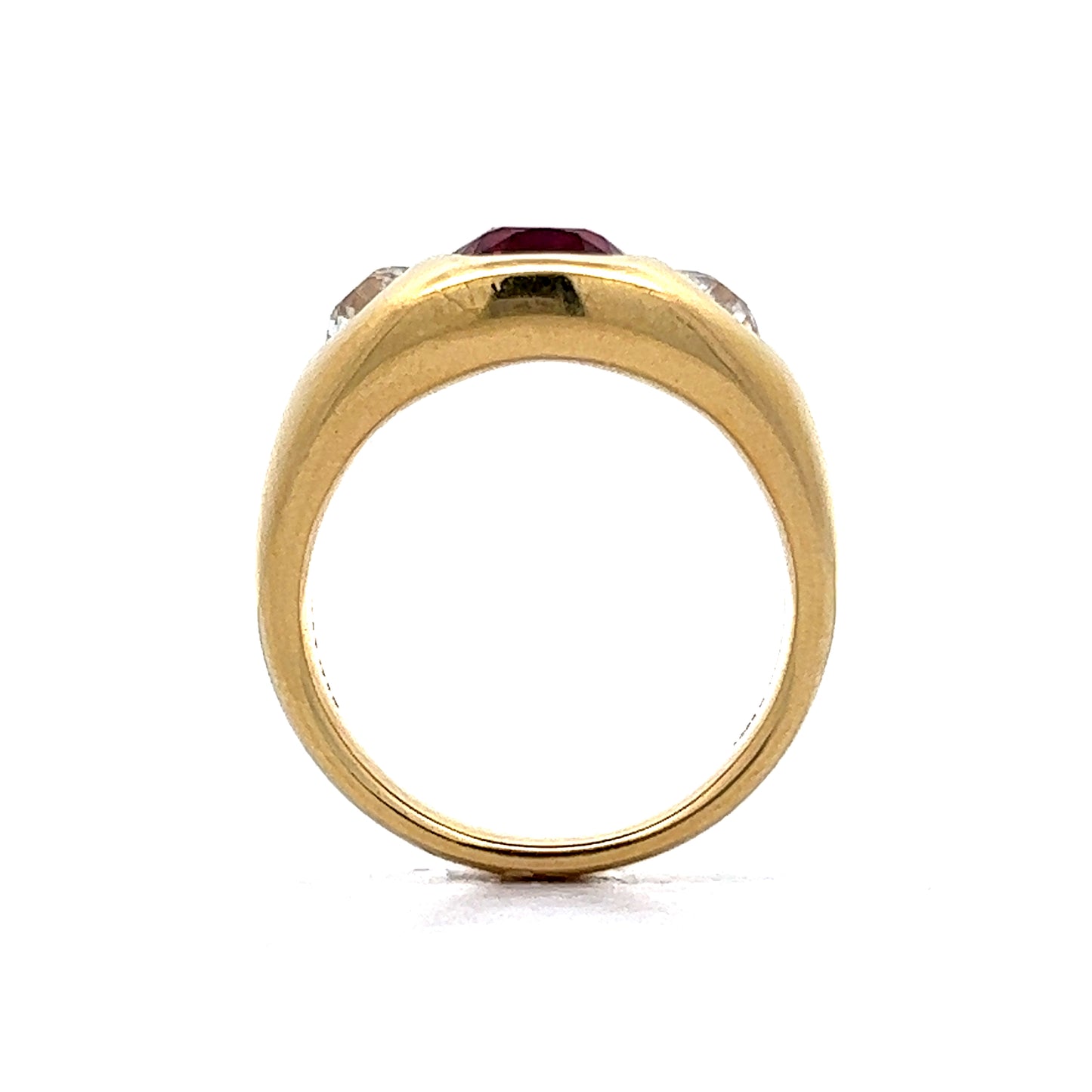 2.04 Ruby Three-Stone Cocktail Ring in 18k Yellow Gold