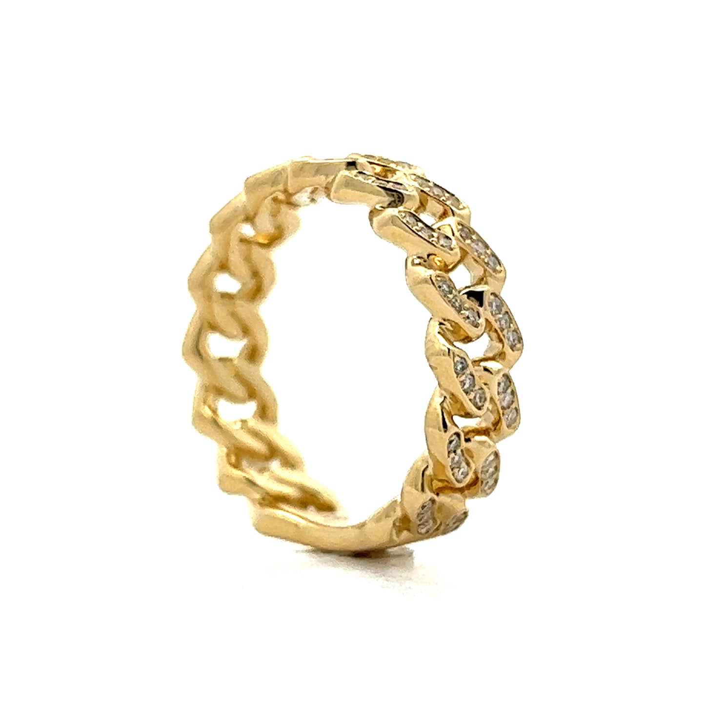 Diamond Eternity Cuban Link Ring in 14k Yellow Gold