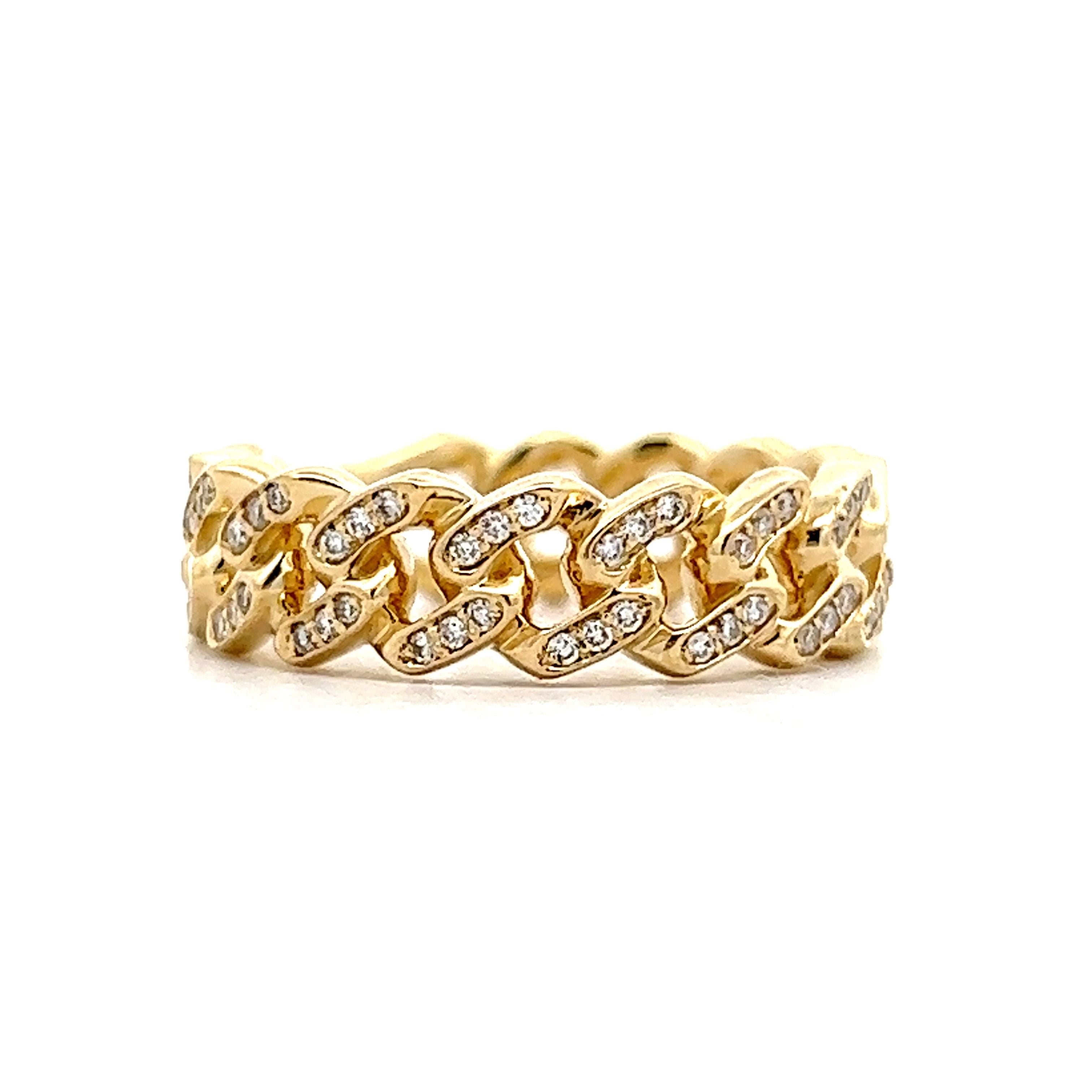 Minimalist Cuban Links Chain Ring with CZ in 14k Real Gold – NORM JEWELS