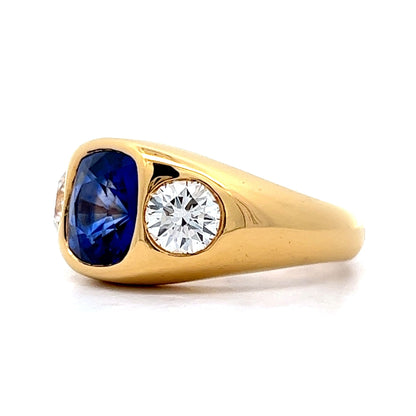 3.21 Sapphire & Diamond Cocktail Ring in 18k Yellow Gold