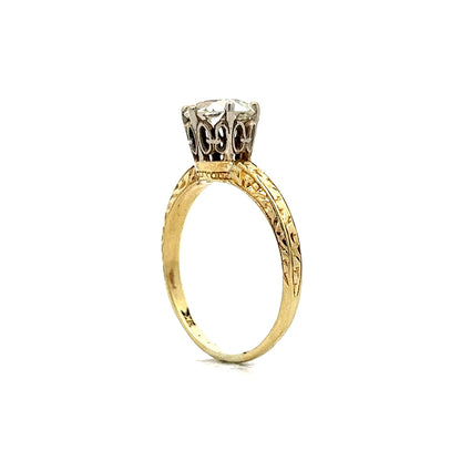1.16 Art Deco Engagement Ring in 14k Yellow Gold