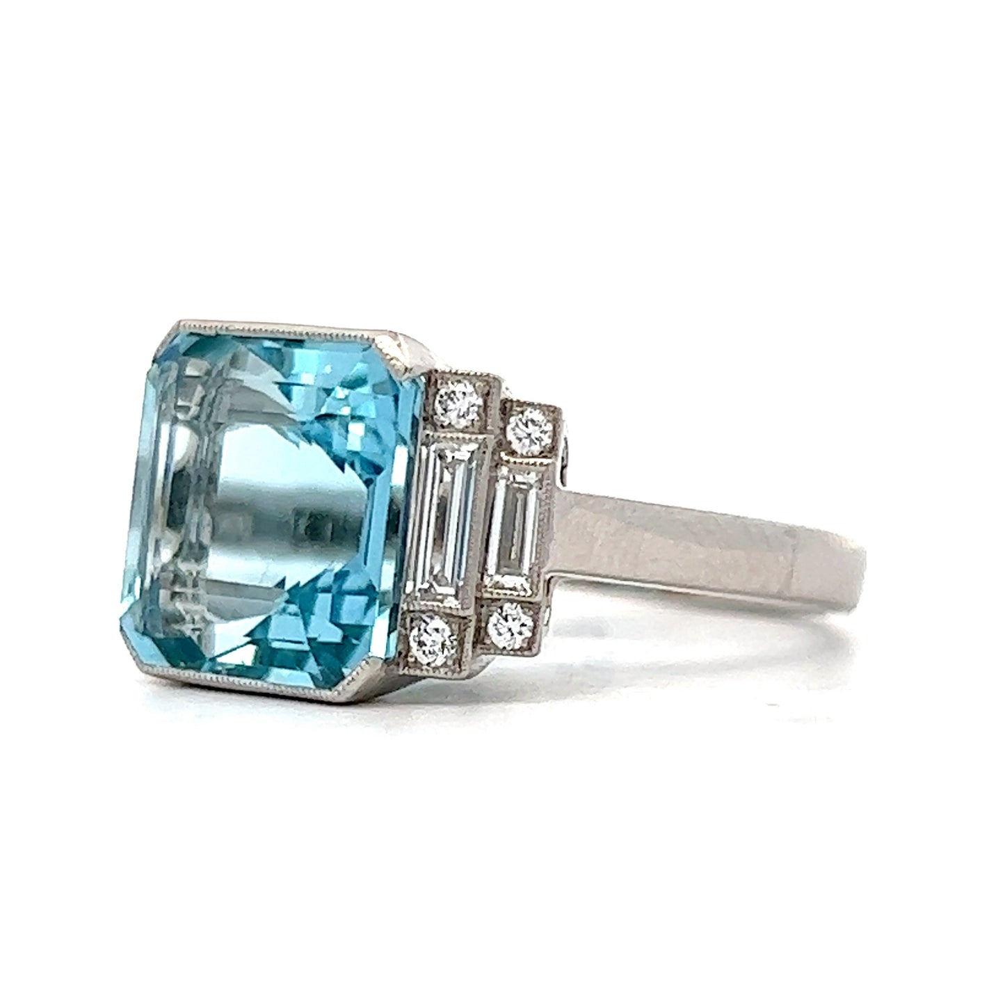 Aquamarine & Diamond Statement Ring in Platinum