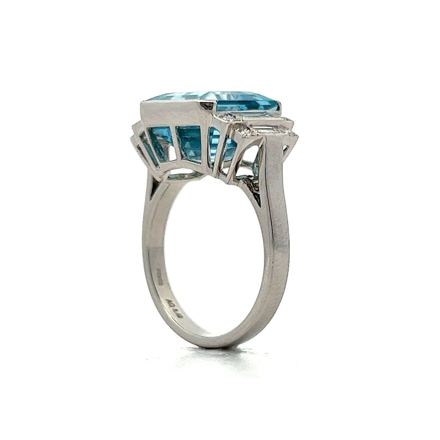 Aquamarine & Diamond Statement Ring in Platinum