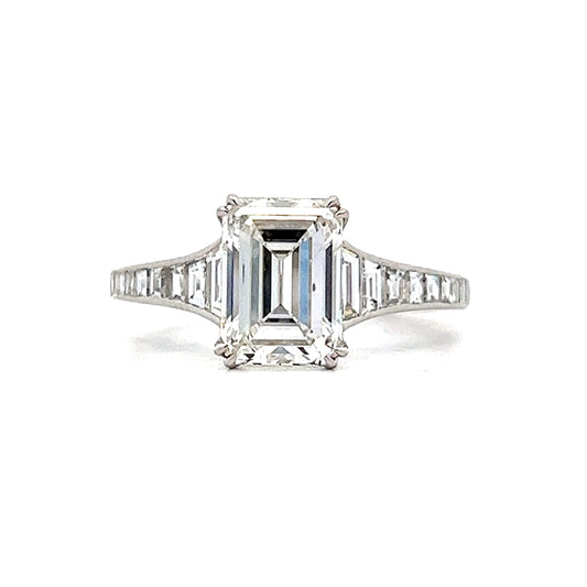2 Carat Emerald Cut Diamond Engagement Ring in Platinum
