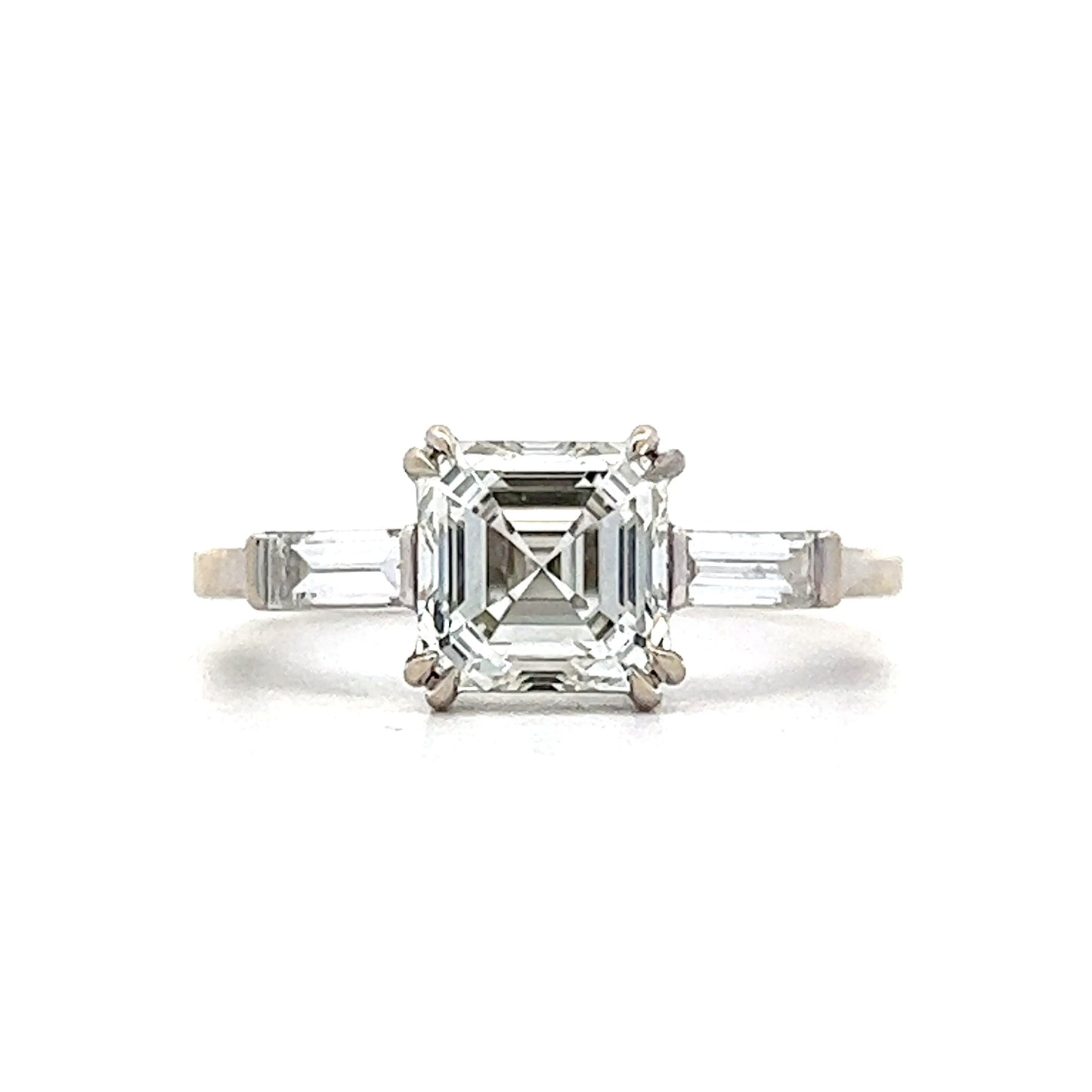 1.71 Asscher Diamond Engagement Ring in 18k White Gold