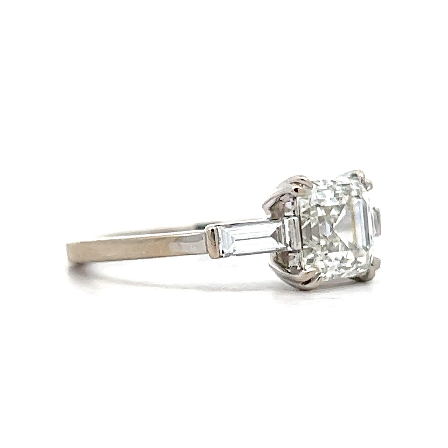 1.71 Asscher Diamond Engagement Ring in 18k White Gold