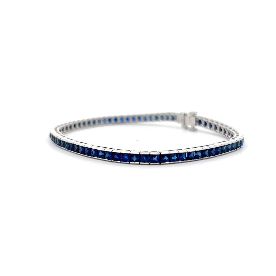 7 Carat Blue Sapphire Tennis Bracelet in Platinum