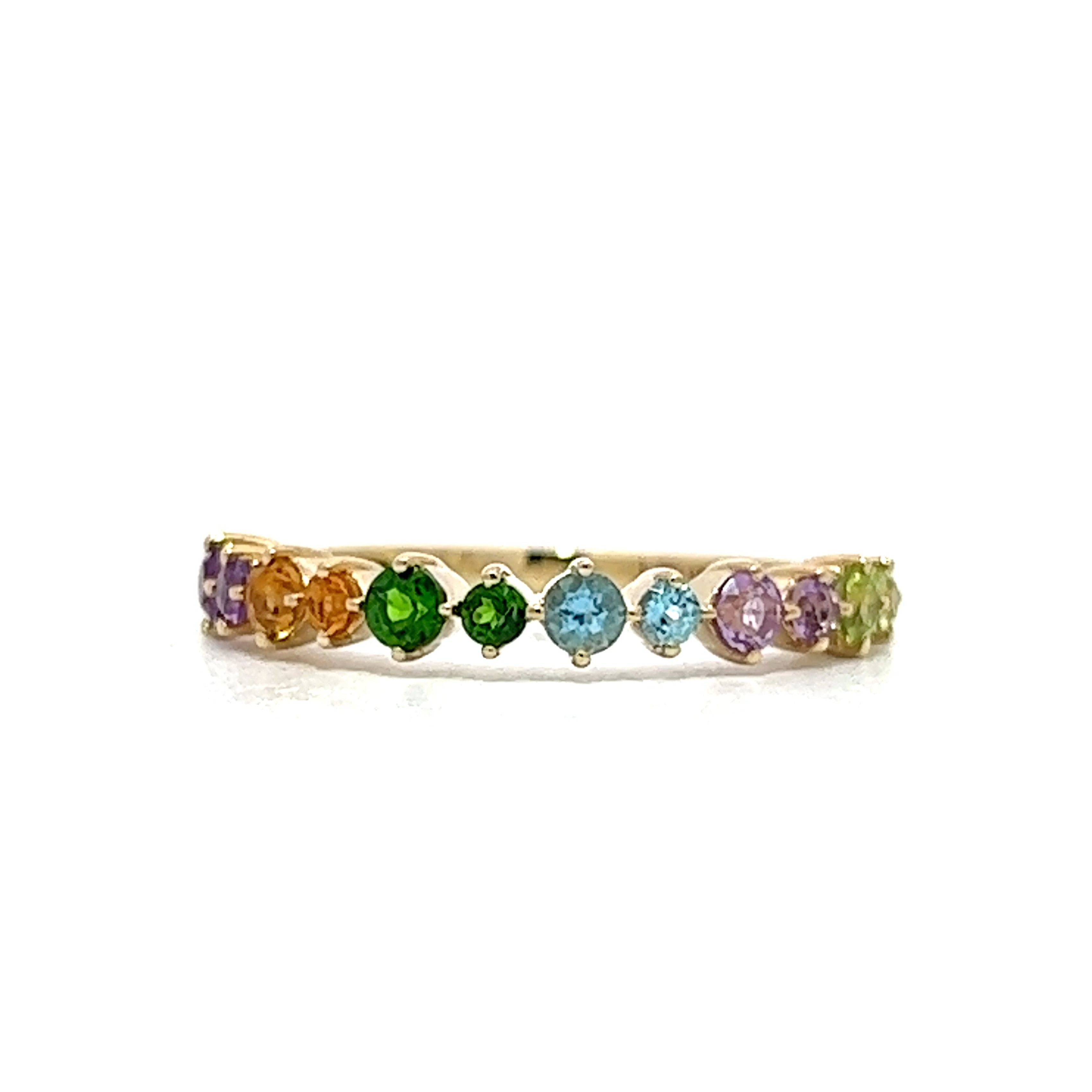 Multi-Gemstone Stacking Ring in 14k Yellow Gold - Filigree Jewelers