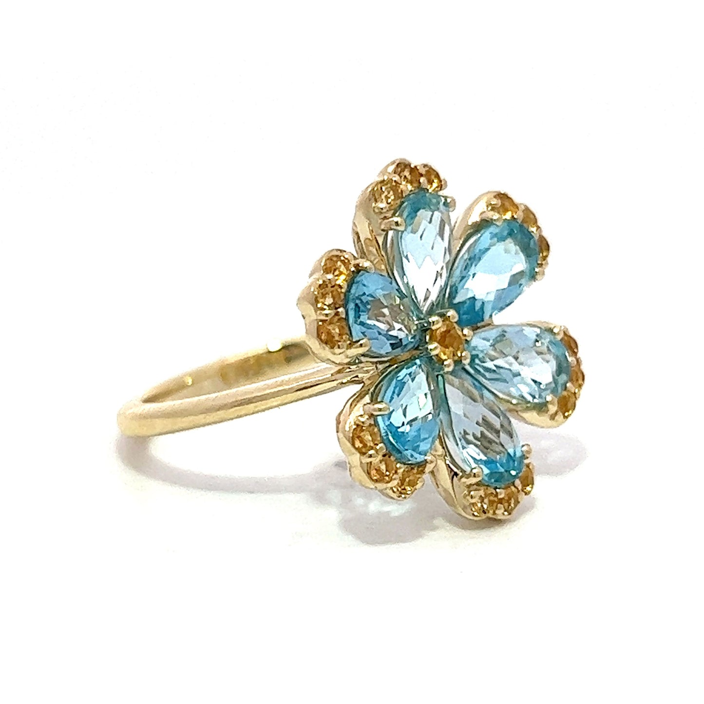 Blue Topaz & Citrine Statement Ring in 14k Yellow Gold