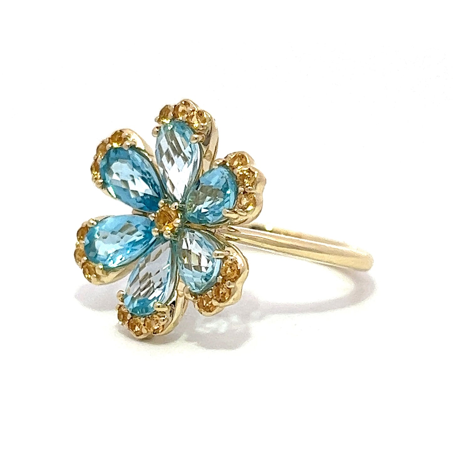 Blue Topaz & Citrine Statement Ring in 14k Yellow Gold