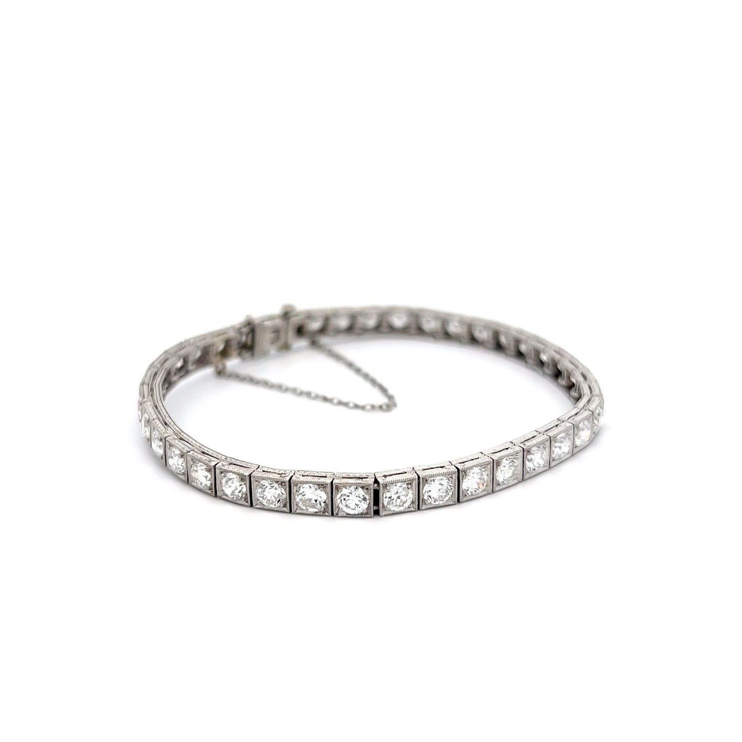 Vintage Art Deco Diamond Tennis Bracelet in Platinum