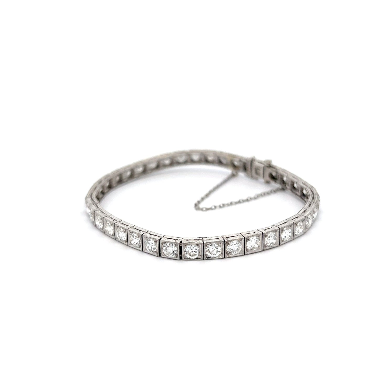 Vintage Art Deco Diamond Tennis Bracelet in Platinum