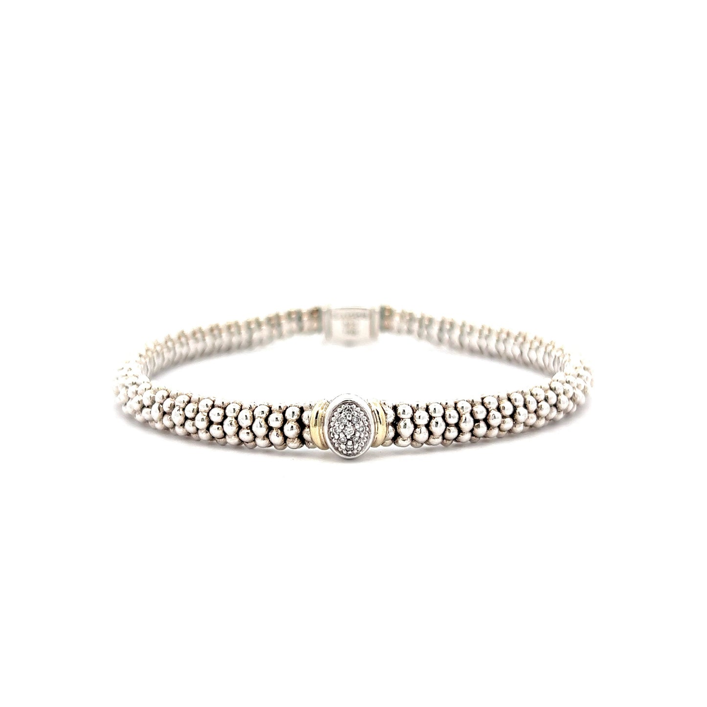 Lagos Caviar Diamond Bracelet in 18k White Gold Sterling Silver