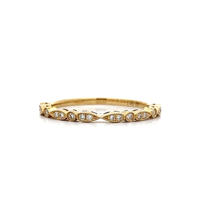 .10 Diamond Bezel Milgrain Wedding Band in 14k Yellow Gold