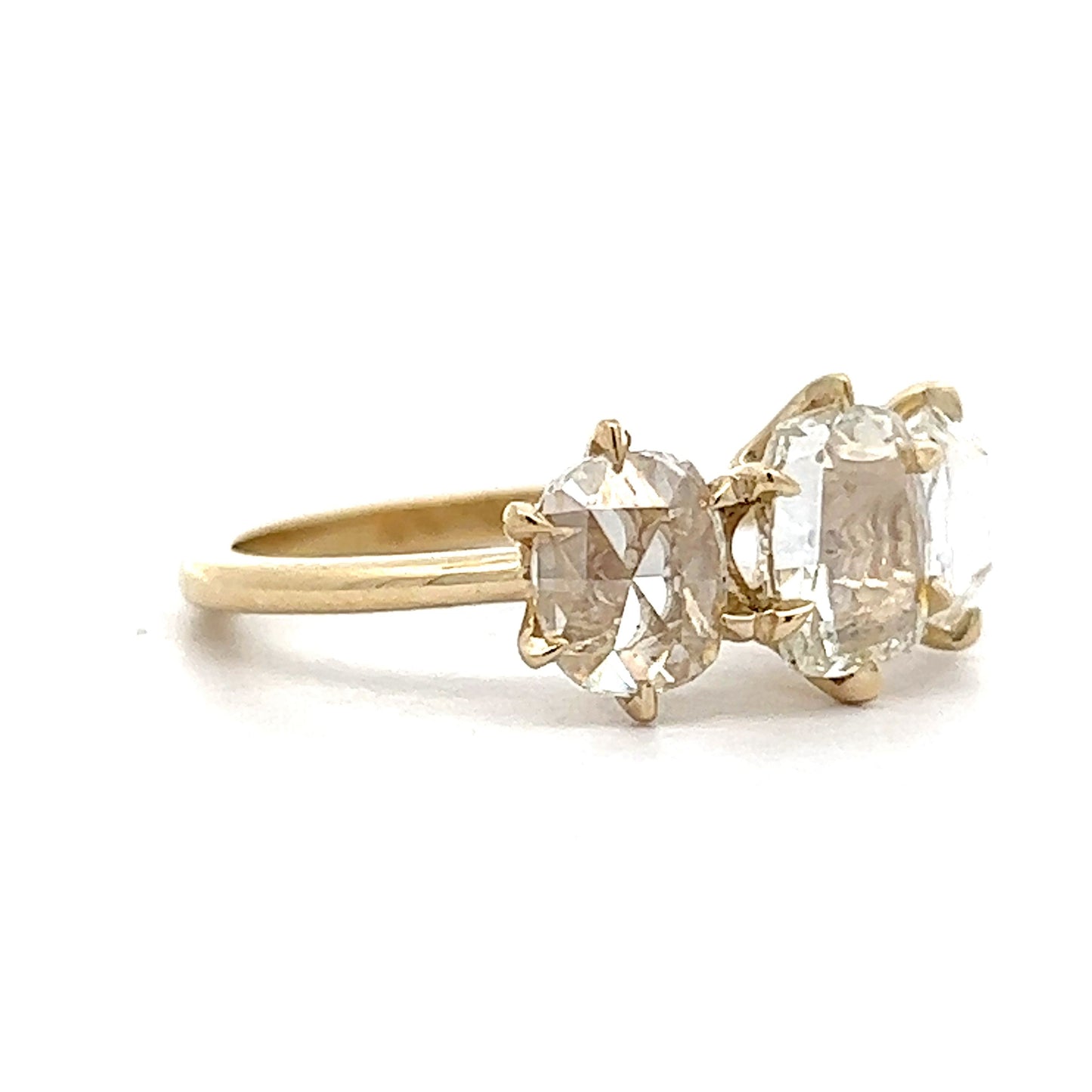 2.05 Rose Cut Diamond Engagement Ring in 14k Yellow Gold