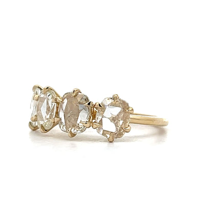1.89 Rose Cut Diamond Engagement Ring in 14k Yellow Gold