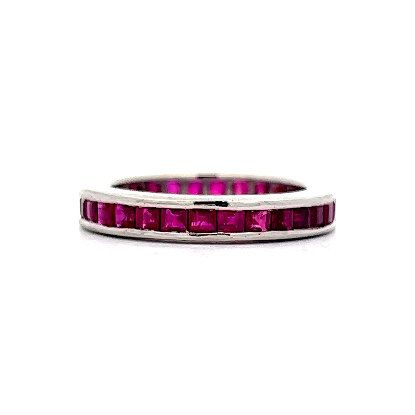 2.50 Square Cut Ruby Wedding Band in Platinum