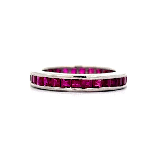 2.50 Square Cut Ruby Wedding Band in Platinum