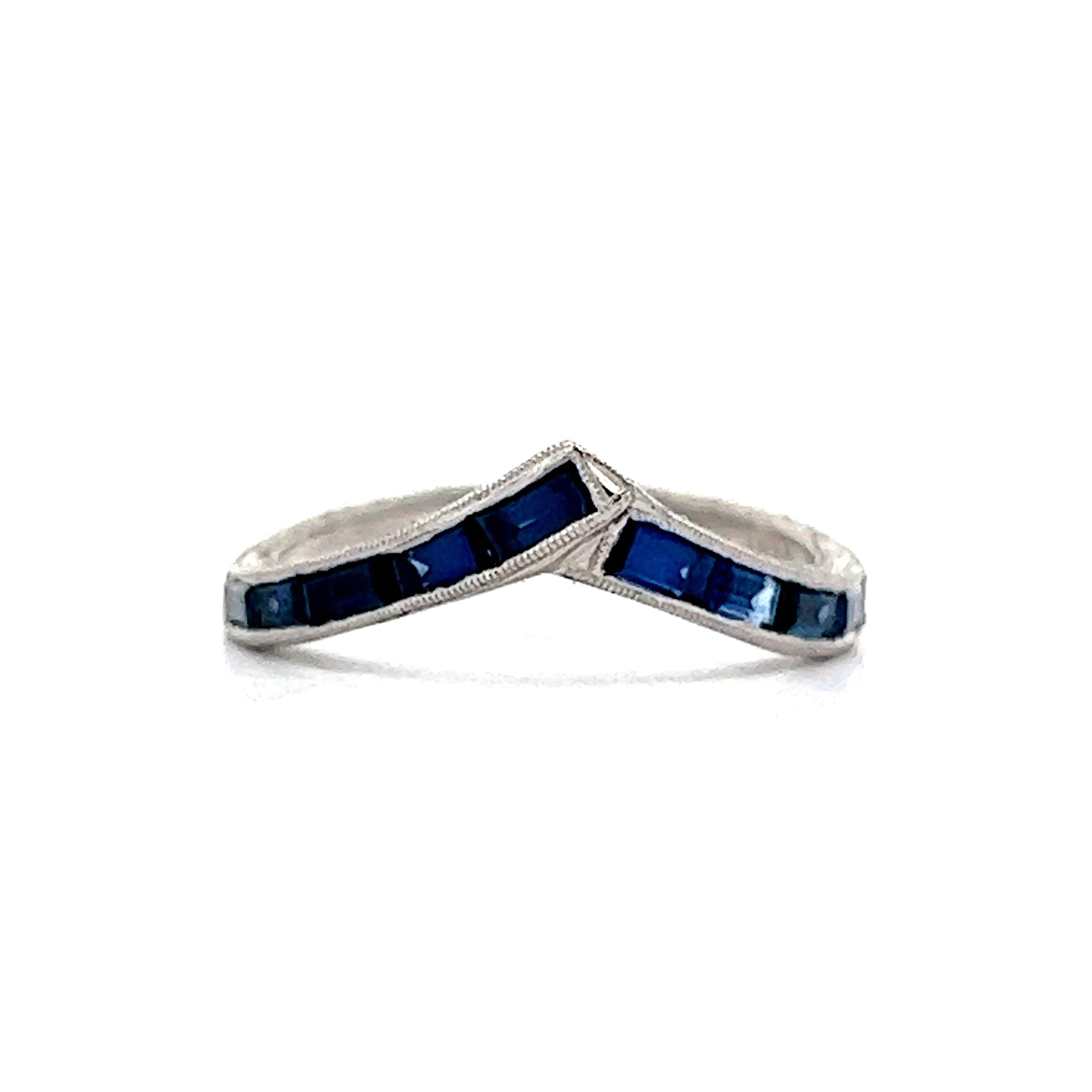 Sapphire contoured clearance wedding band