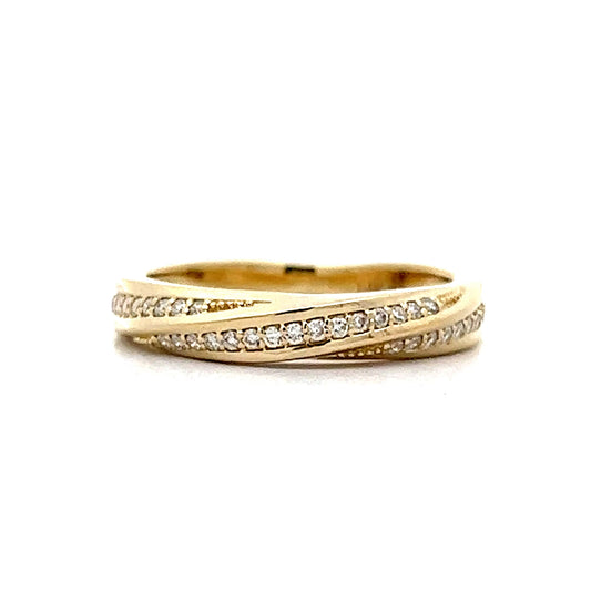 Twisted Channel Diamond Wedding Band in Yellow Gold