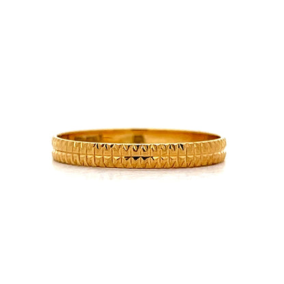 Simple Textured Stacking Band in 18k Yellow Gold