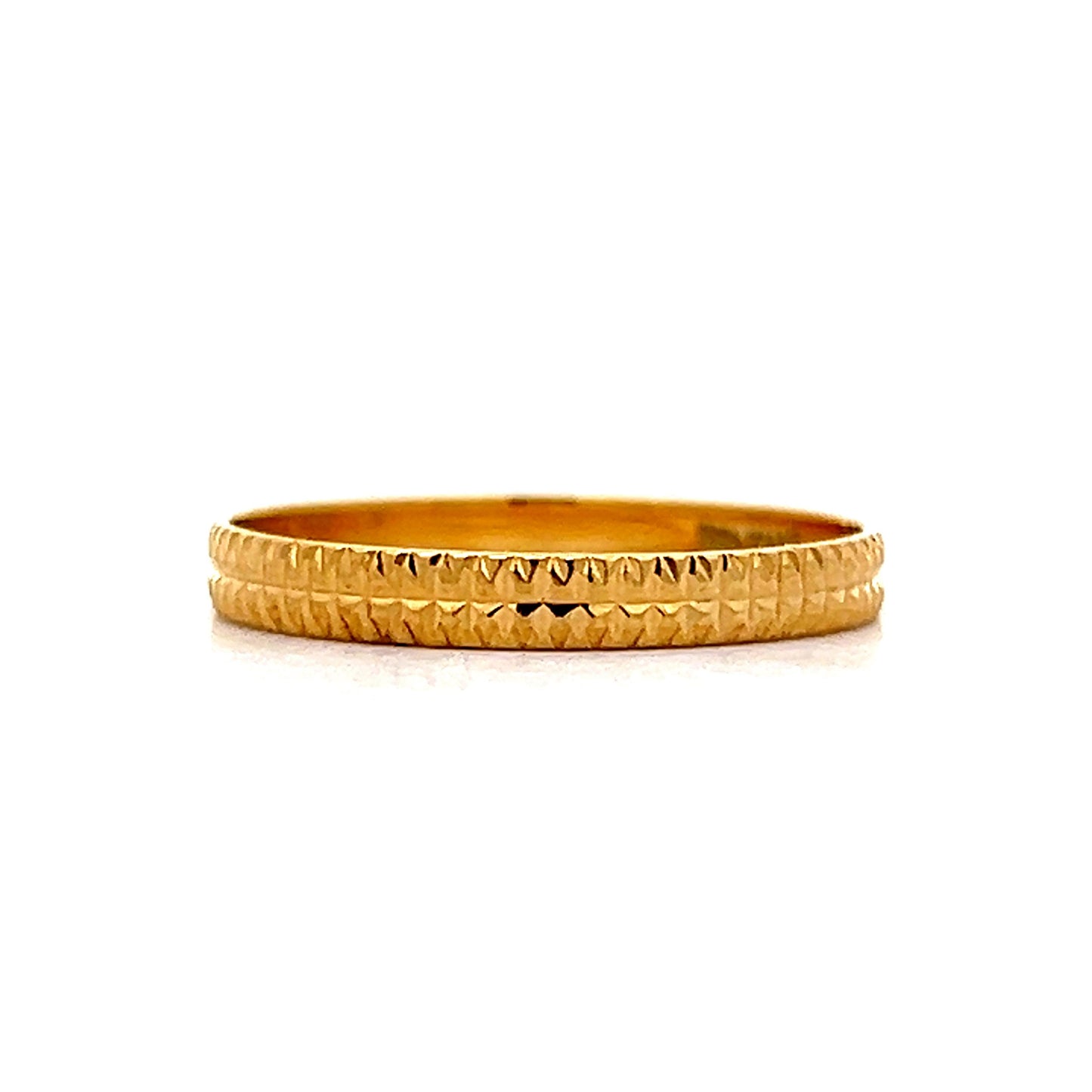 Simple Textured Stacking Band in 18k Yellow Gold