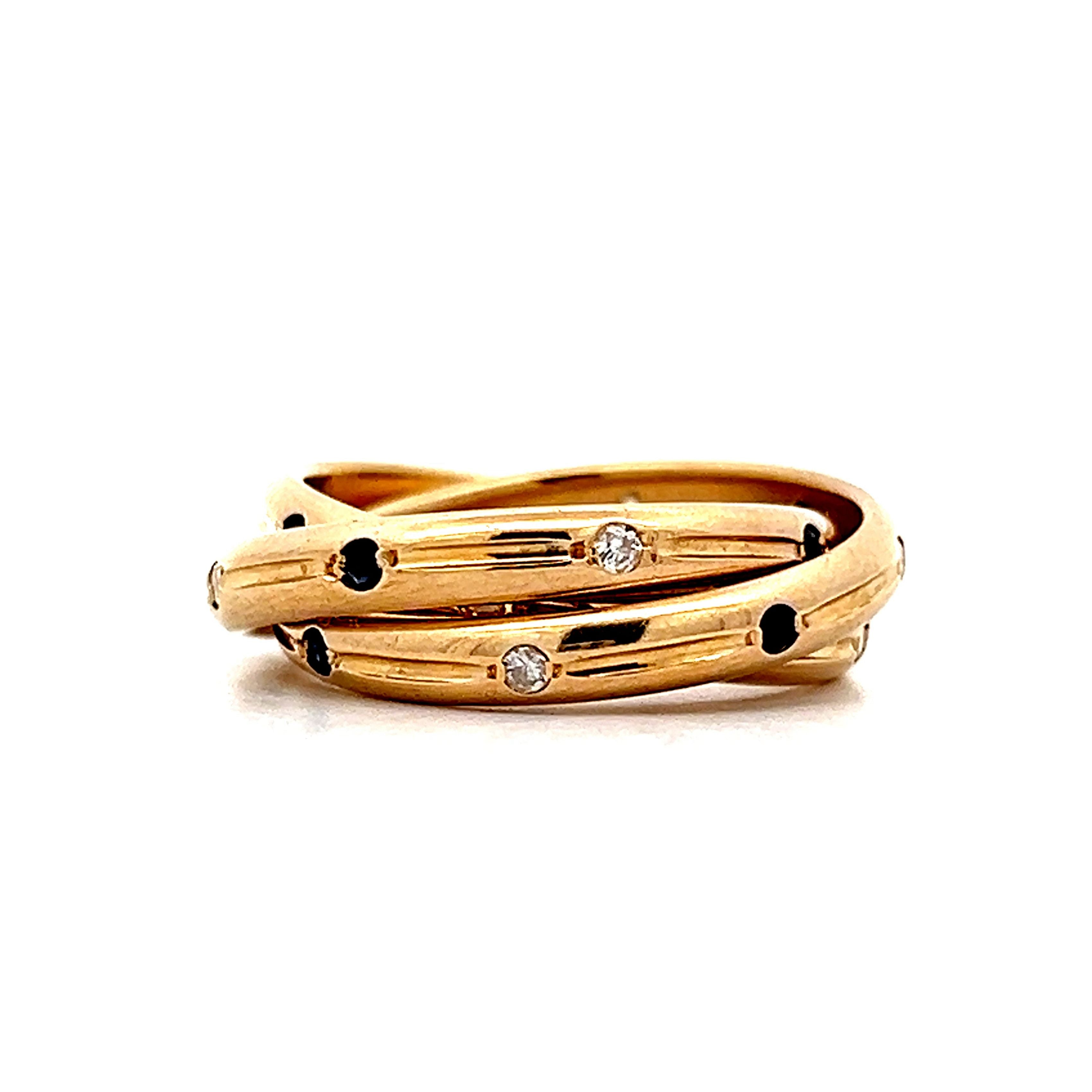 Roll Diamond Rings Diamond & Sapphire Eternity Roll Ring in 14k Yellow Gold – Filigree ...