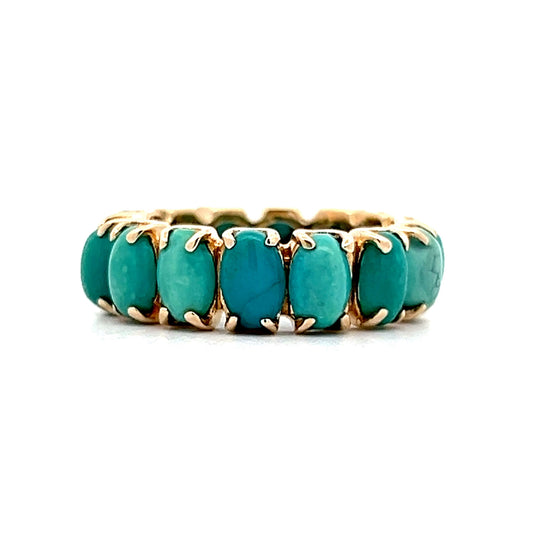 .42 Cabochon Turquoise Eternity Ring in Yellow Gold