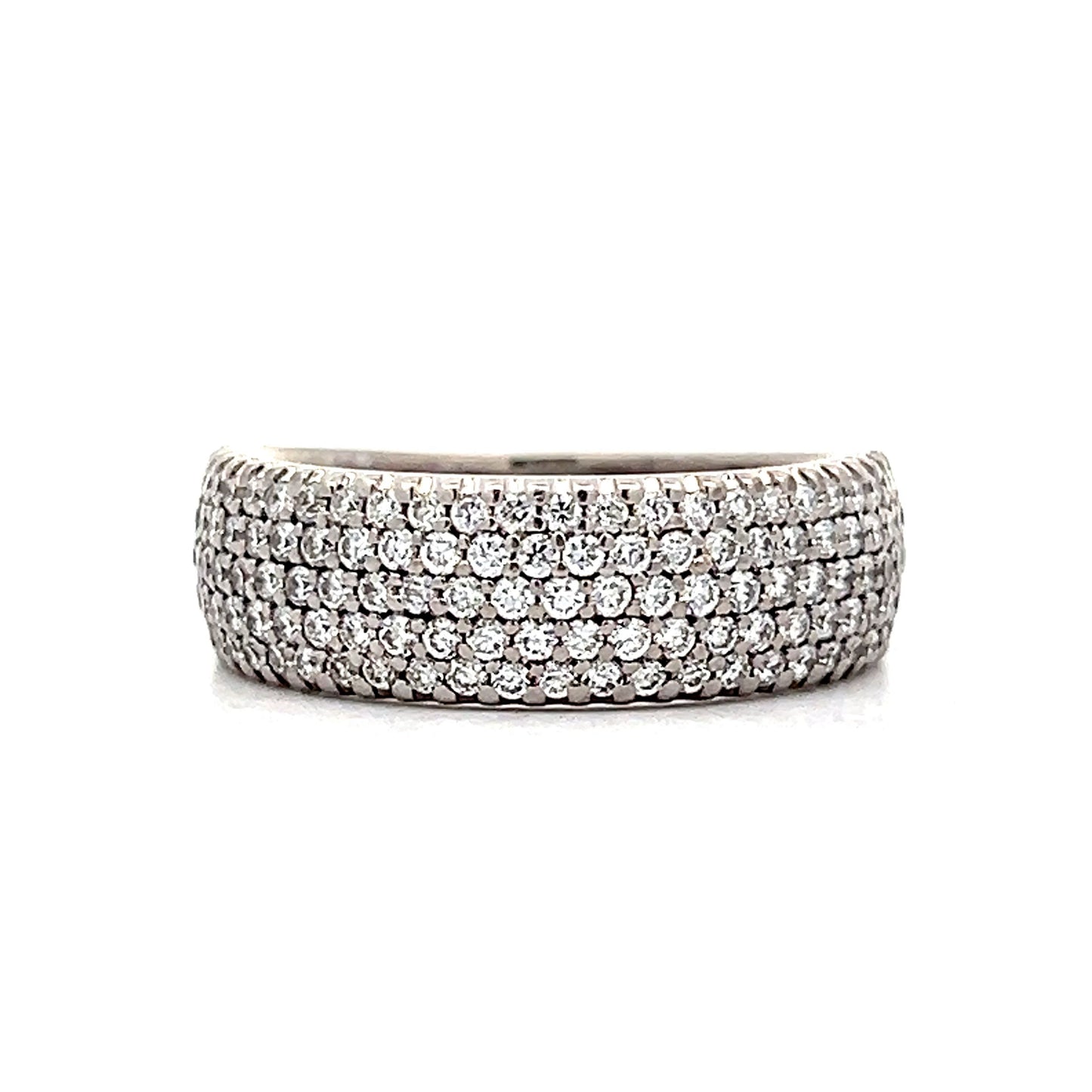 1.34 Wide Pave Diamond Band in 14k White Gold