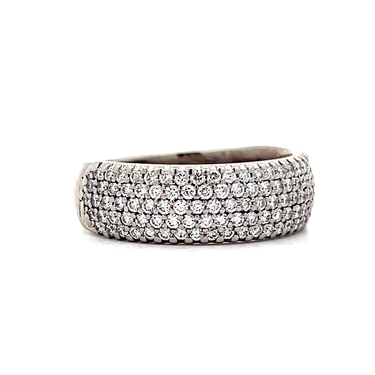 1.34 Wide Pave Diamond Band in 14k White Gold