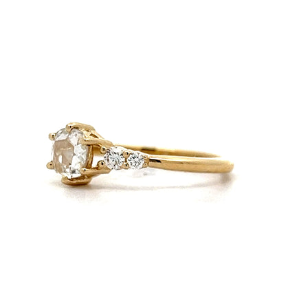 .75 Rose Cut Diamond Engagement Ring in Yellow Gold