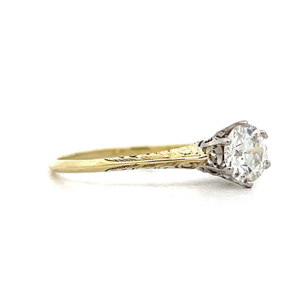Art Deco Solitaire Diamond Engagement Ring in Yellow Gold