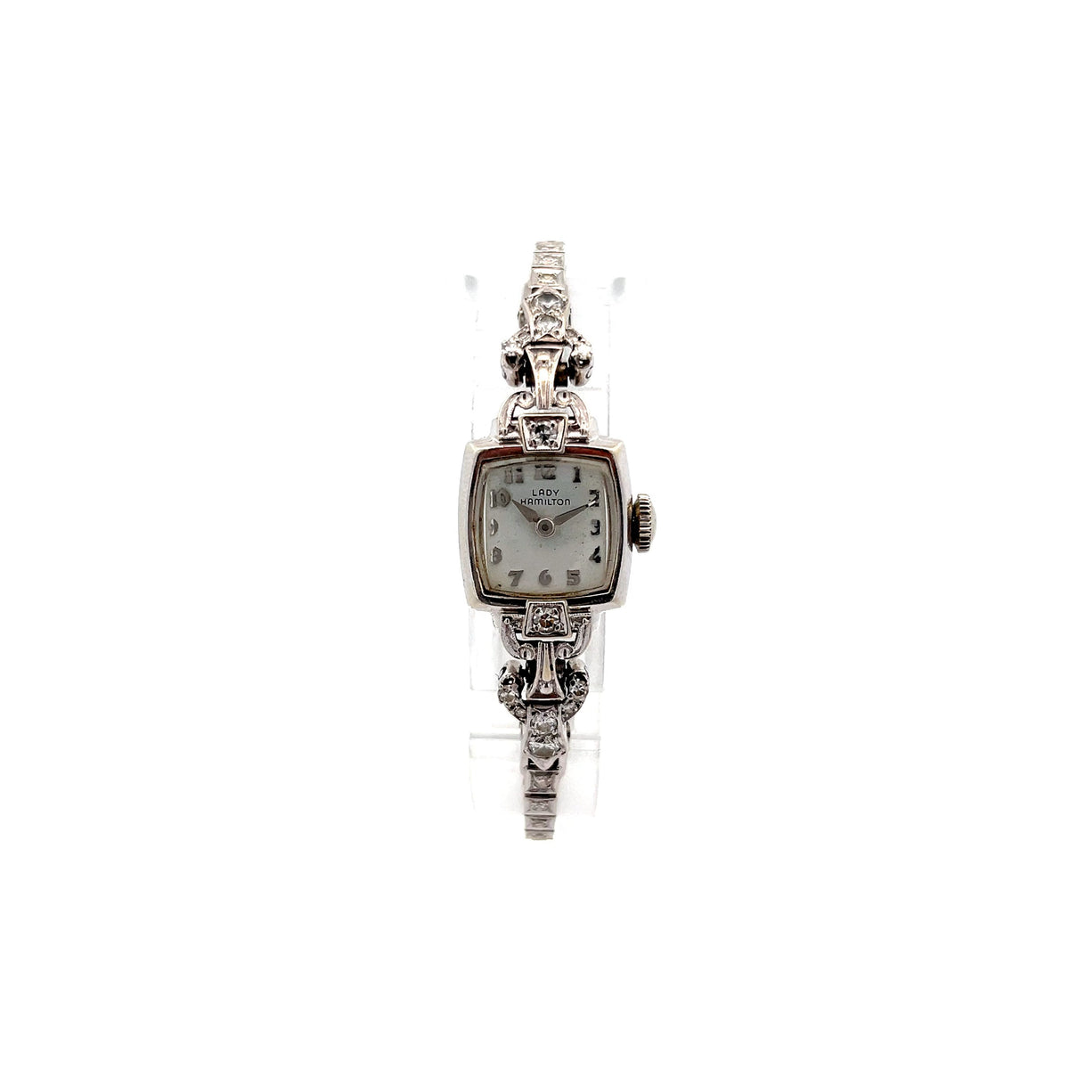 Antique Art Deco Hamilton Ladies Watch in 14k White Gold 