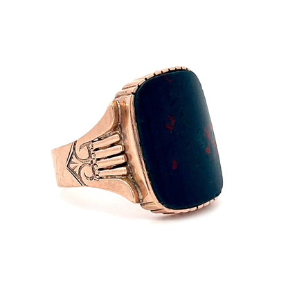 Victorian Cabochon Blood Stone Ring in 10k Rose Gold