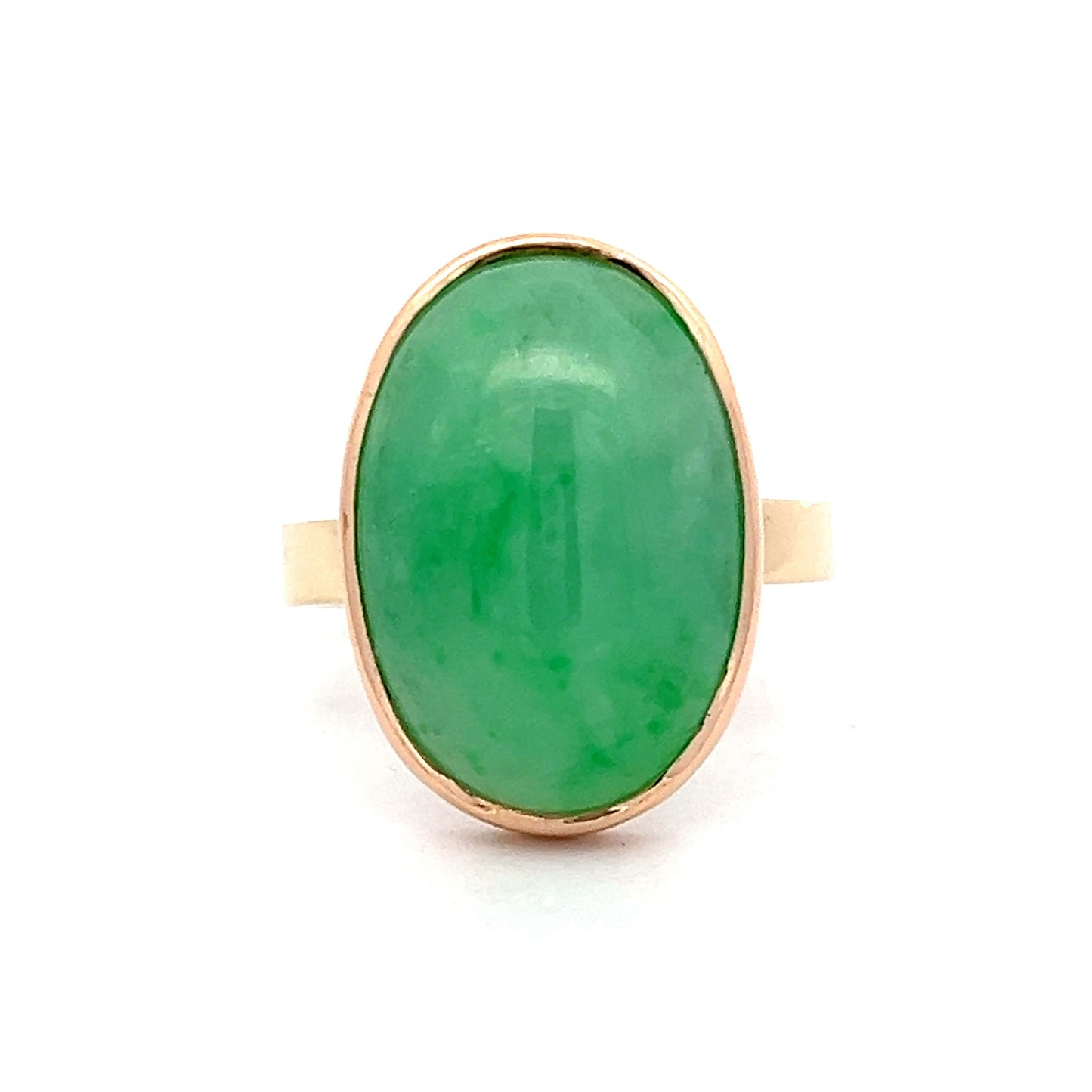 9.82 Cabochon Cut Jadeite in 14k Yellow Gold