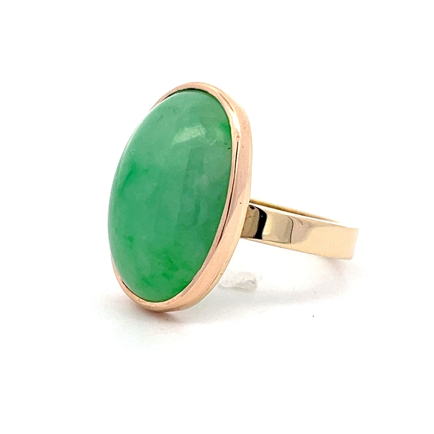 9.82 Cabochon Cut Jadeite in 14k Yellow Gold