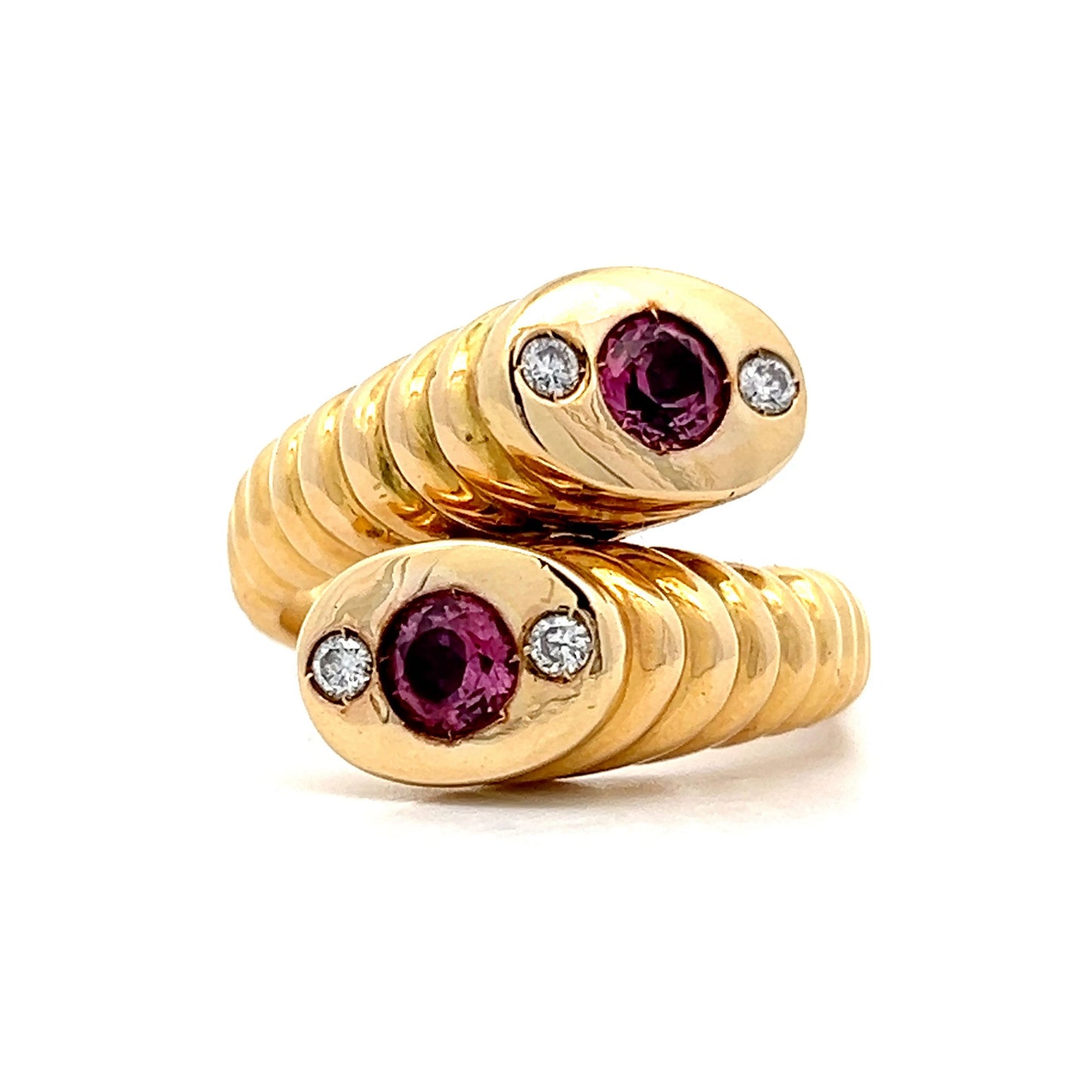 Toi Et Moi Tourmaline & Diamond Ring in 18k Yellow Gold