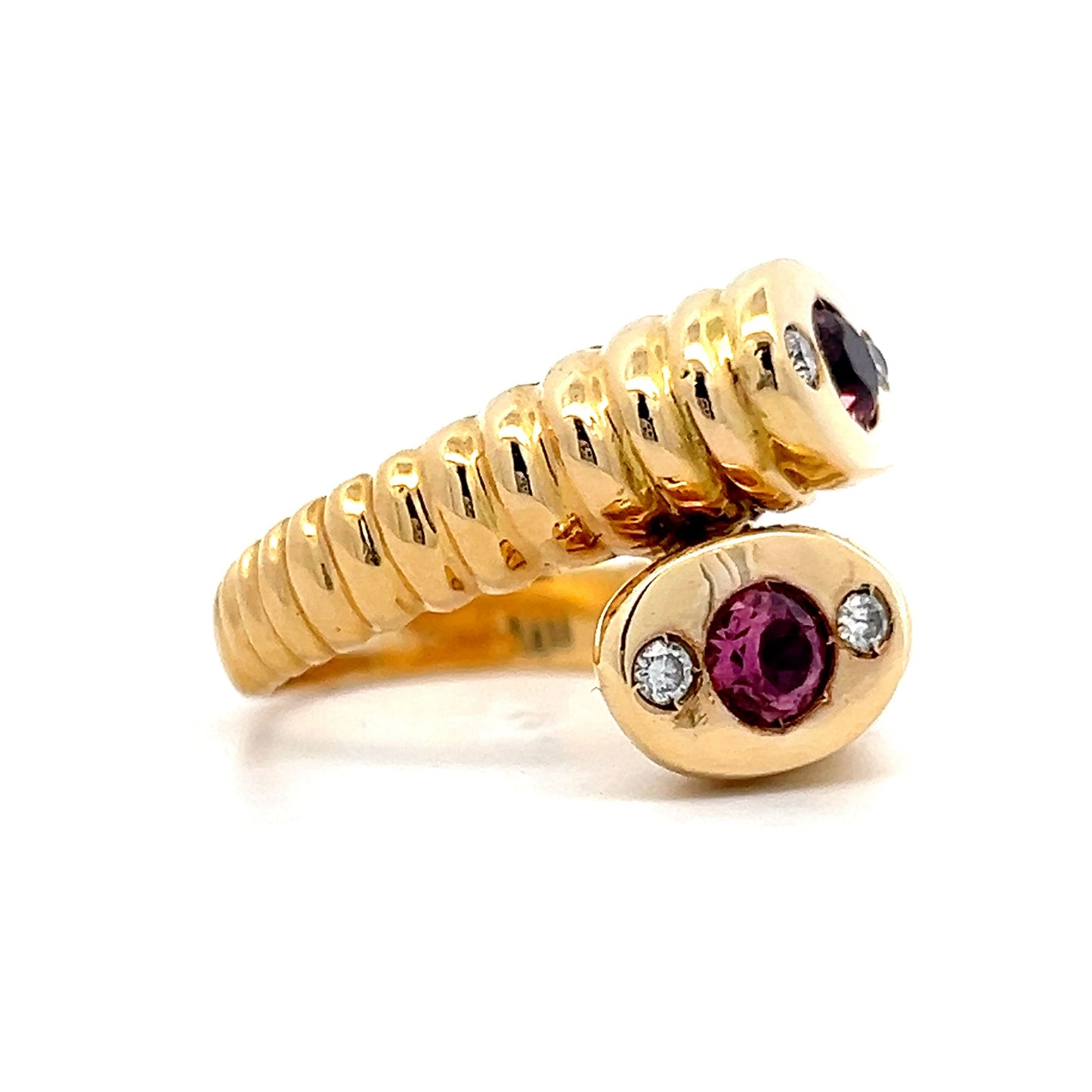 Toi Et Moi Tourmaline & Diamond Ring in 18k Yellow Gold