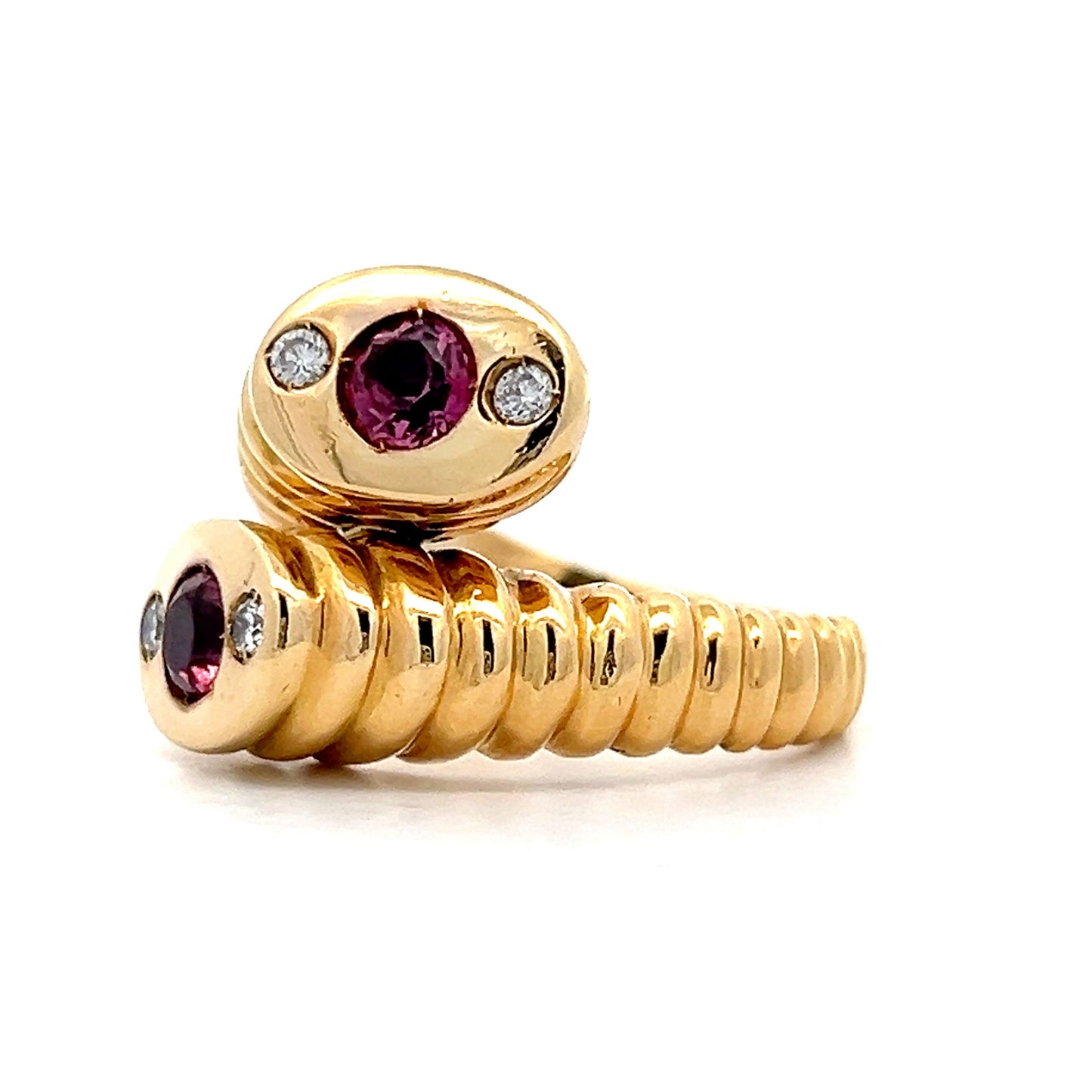 Toi Et Moi Tourmaline & Diamond Ring in 18k Yellow Gold