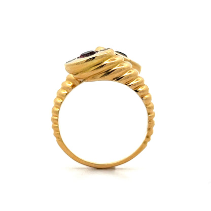 Toi Et Moi Tourmaline & Diamond Ring in 18k Yellow Gold