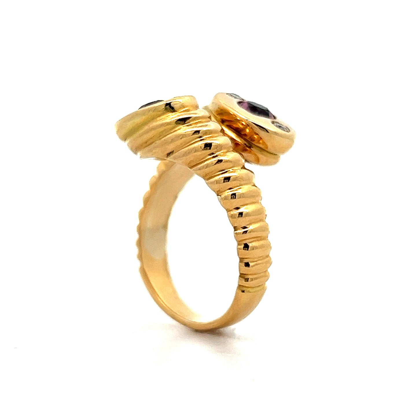 Toi Et Moi Tourmaline & Diamond Ring in 18k Yellow Gold