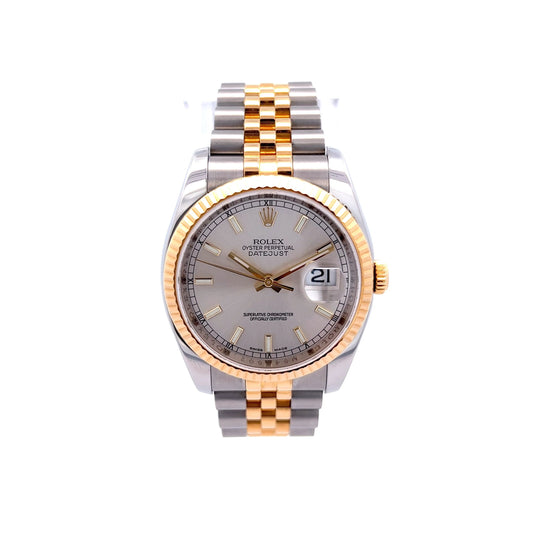 Rolex Two Tone Datejust Jubilee Silver Dial 116233