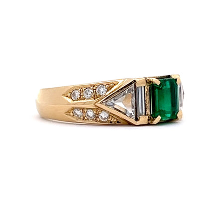 .59 Emerald Cut Emerald & Diamond Right Hand Ring in 18k Yellow Gold