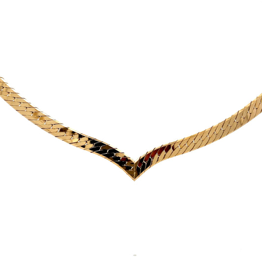 V Shaped Herringbone Chain in 14k Yellow Gold