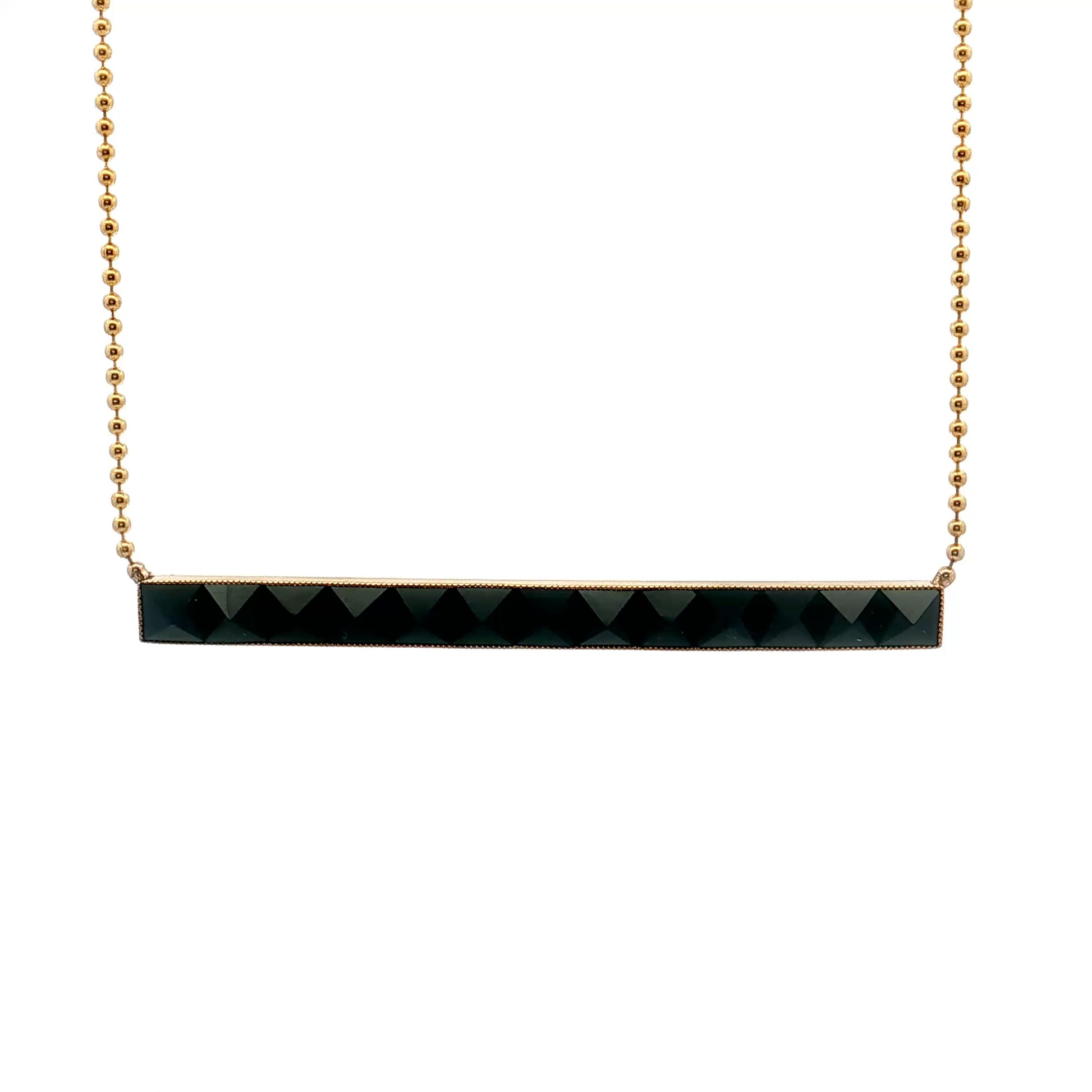 Victorian Black Onyx Mourning Pendant Necklace 14k