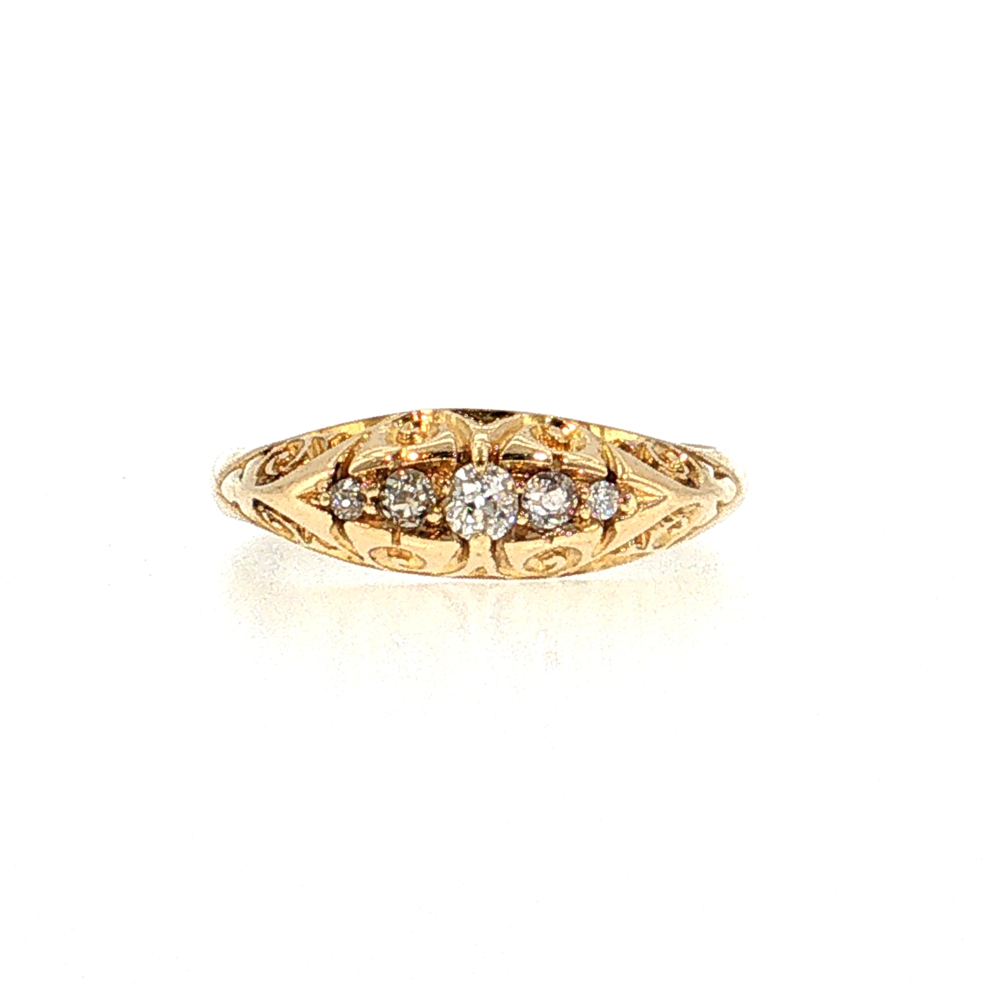 Victorian Diamond Filigree Stacking Ring 18k