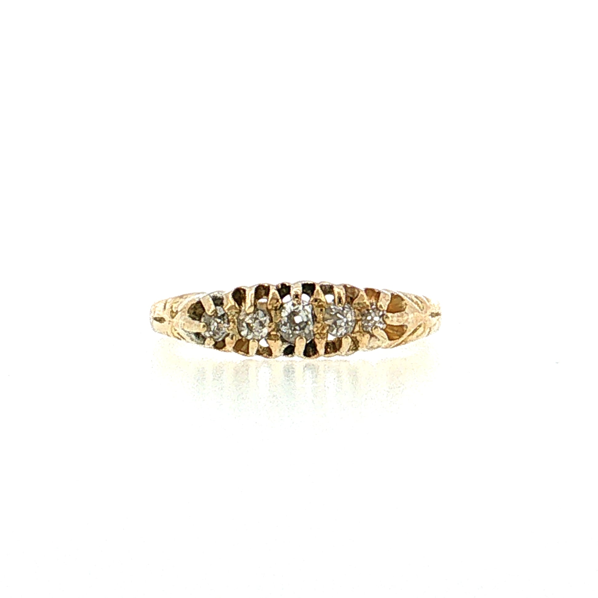 Victorian Diamond Five Stone Stacking Ring 18k