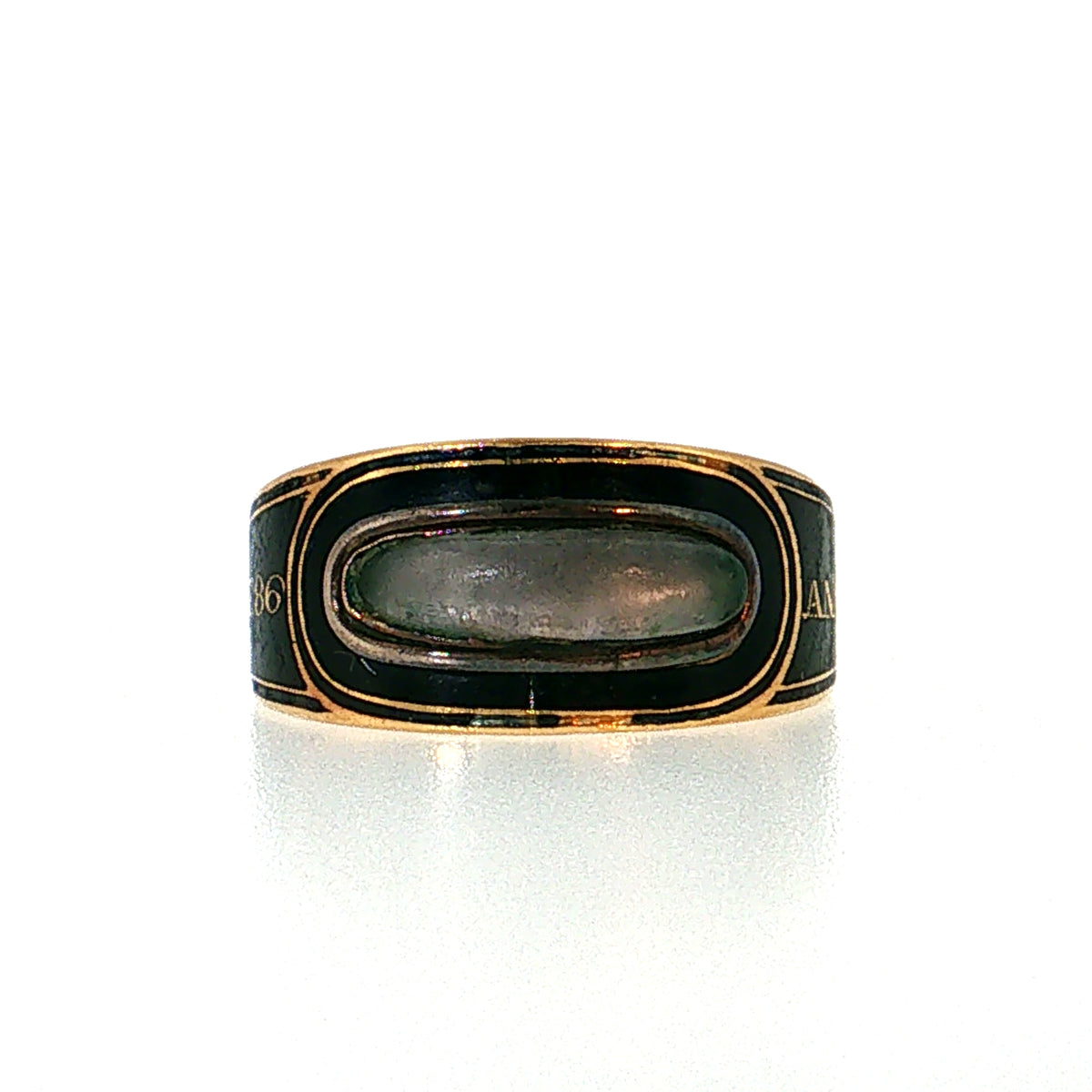 Victorian Rock Crystal Mourning Ring 22k Yellow Gold